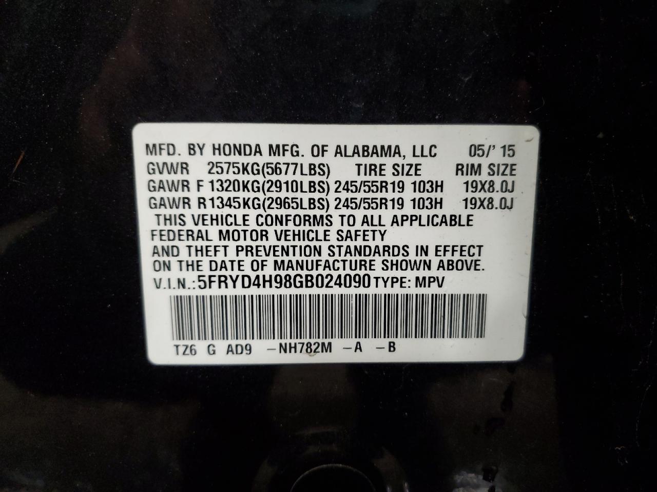2016 Acura MDX VIN 5FRYD4H98GB024090 Copart auction photo, front end damage thumbnail 13