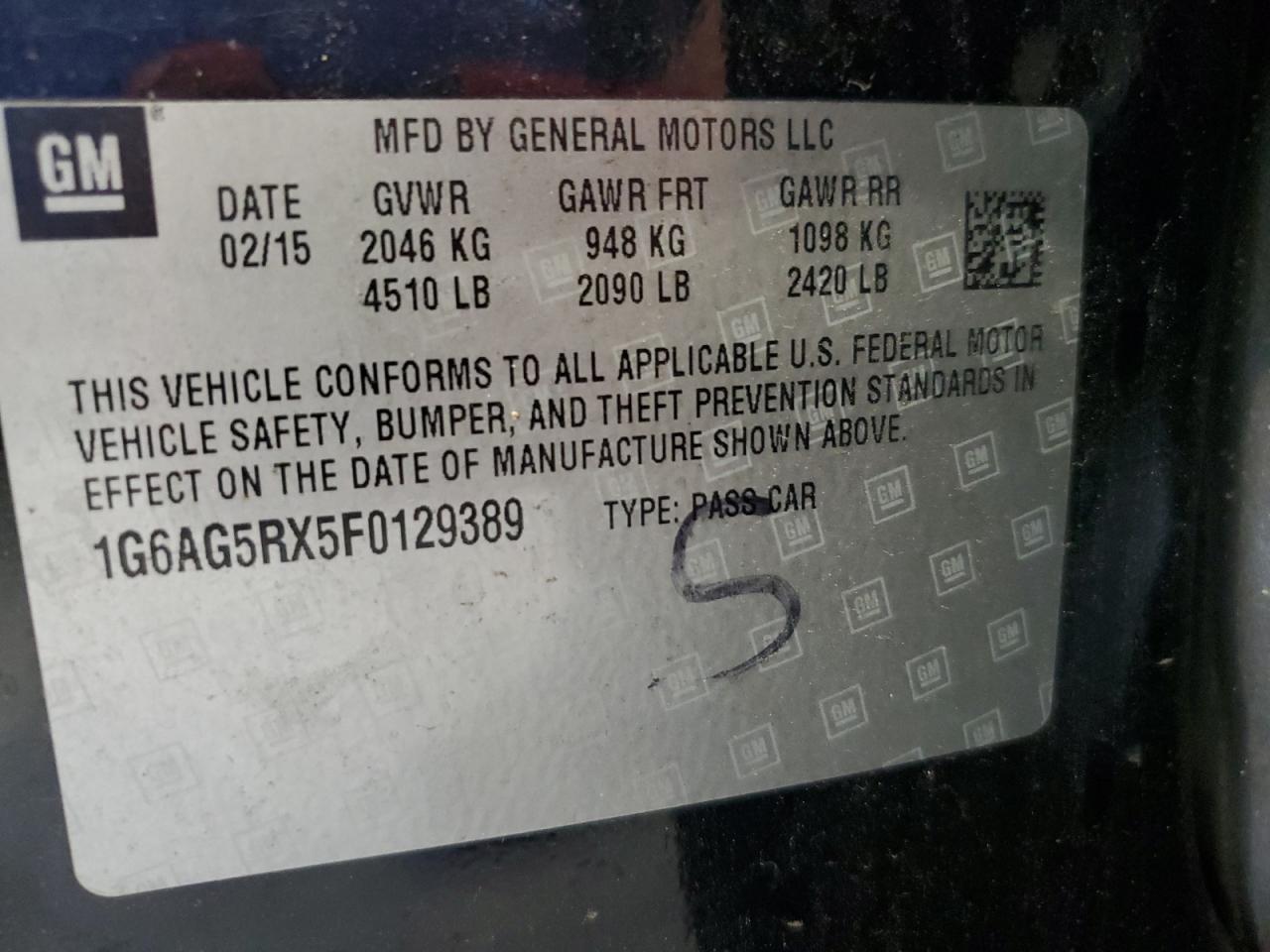 2015 Cadillac ATS VIN 1G6AG5RX5F0129389 Copart auction photo, minor dent/scratches damage thumbnail 12