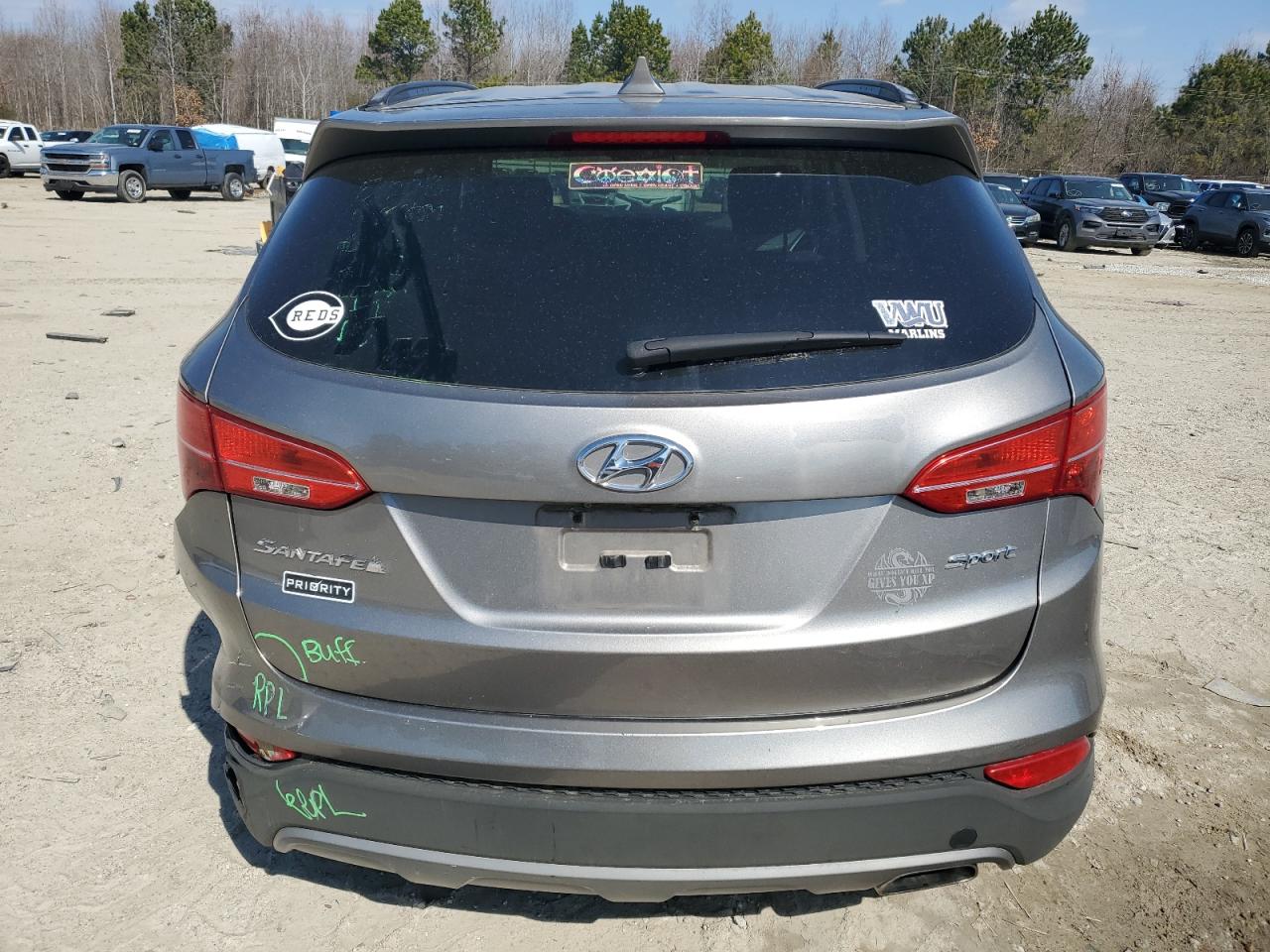 2016 Hyundai Santa Fe VIN 5XYZU3LBXGG316374 Copart auction photo, rear end / side damage thumbnail 6