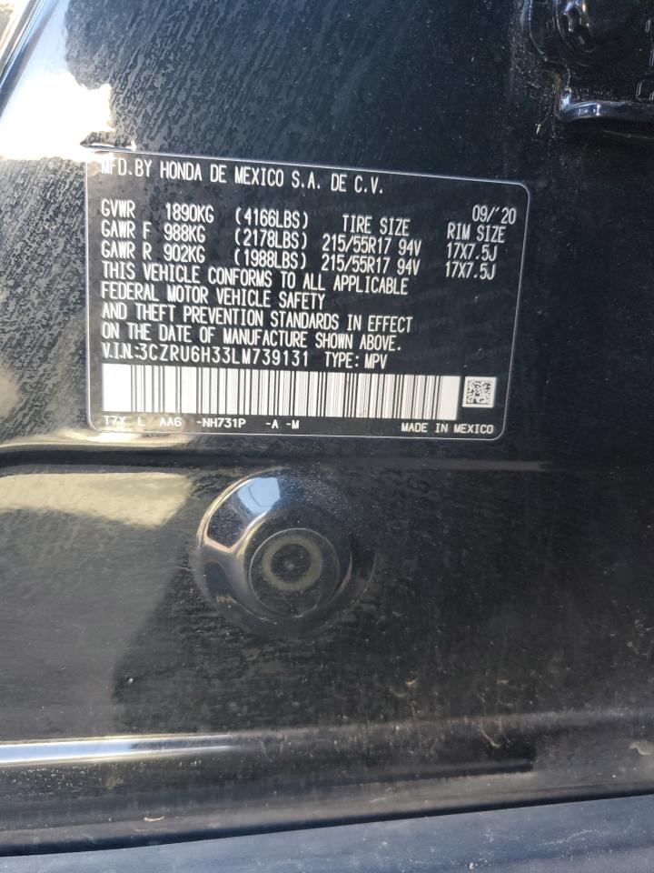 2020 Honda HR-V VIN 3CZRU6H33LM739131 Copart auction photo, front end / side damage thumbnail 13