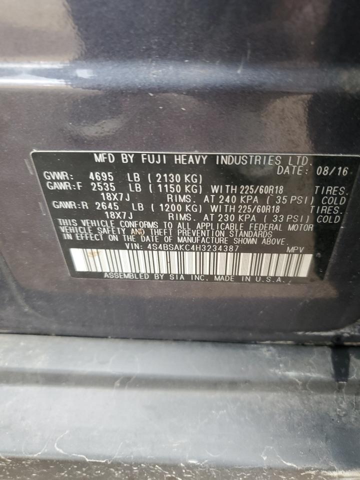 2017 Subaru Outback VIN 4S4BSAKC4H3234387 Copart auction photo, front end / front end damage thumbnail 13