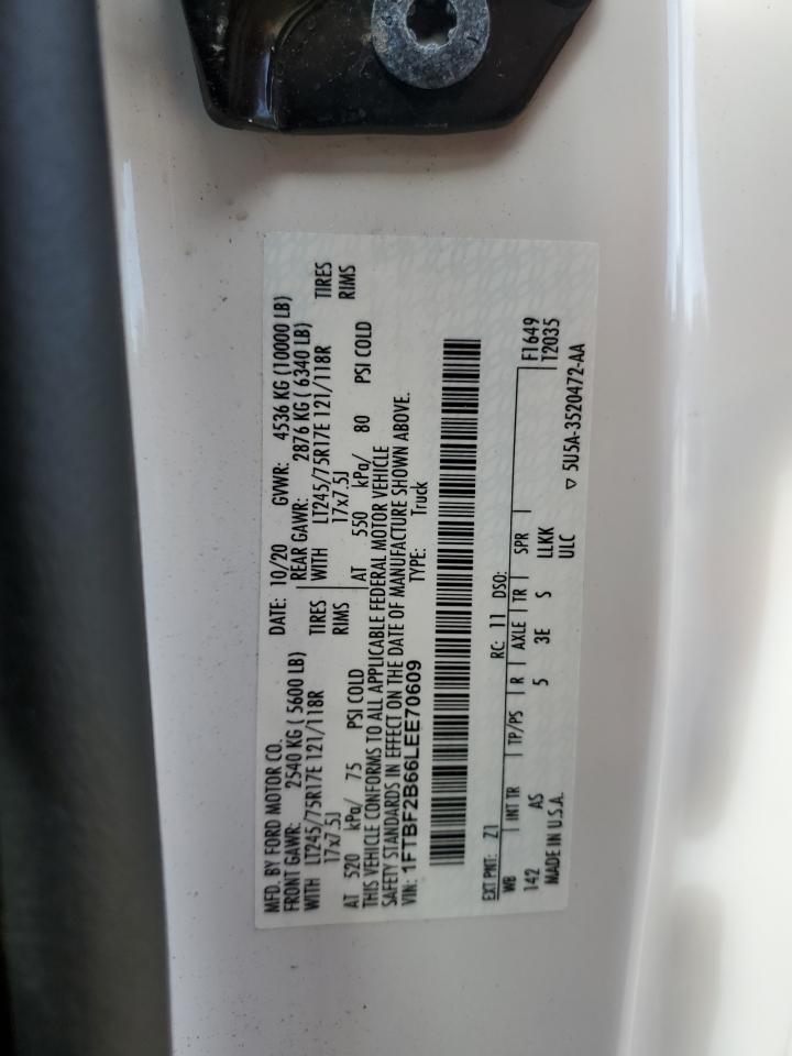 2020 Ford F250 VIN 1FTBF2B66LEE70609 Copart auction photo, minor dent/scratches damage thumbnail 12
