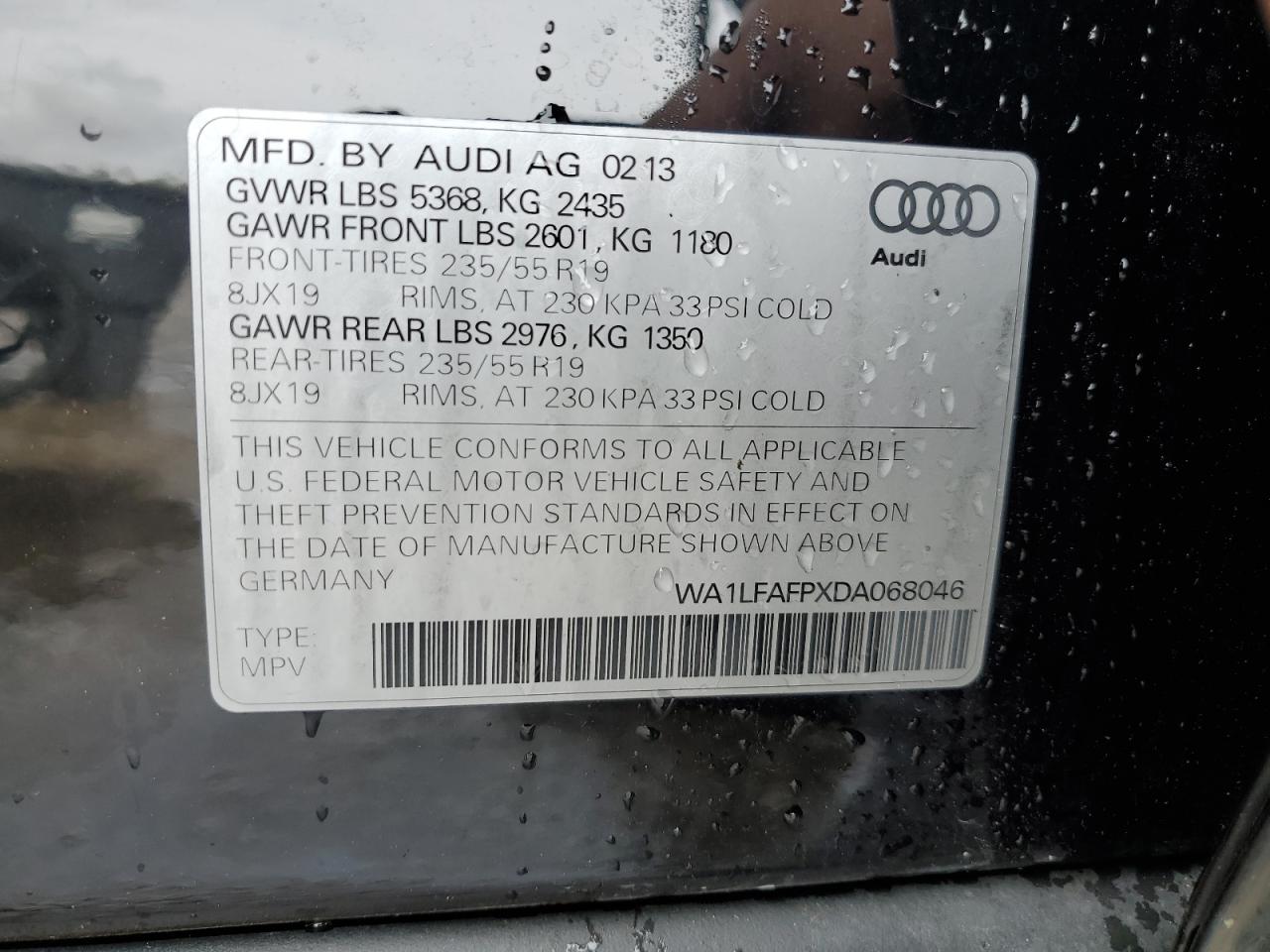 2013 Audi Q5 VIN WA1LFAFPXDA068046 Copart auction photo, front end damage thumbnail 12