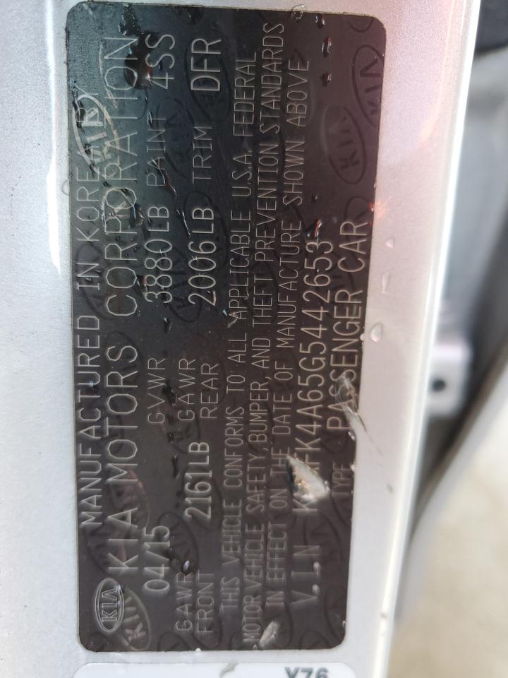 2016 KIA Forte VIN KNAFK4A65G5442653 Copart auction photo, front end / minor dent/scratches damage thumbnail 12