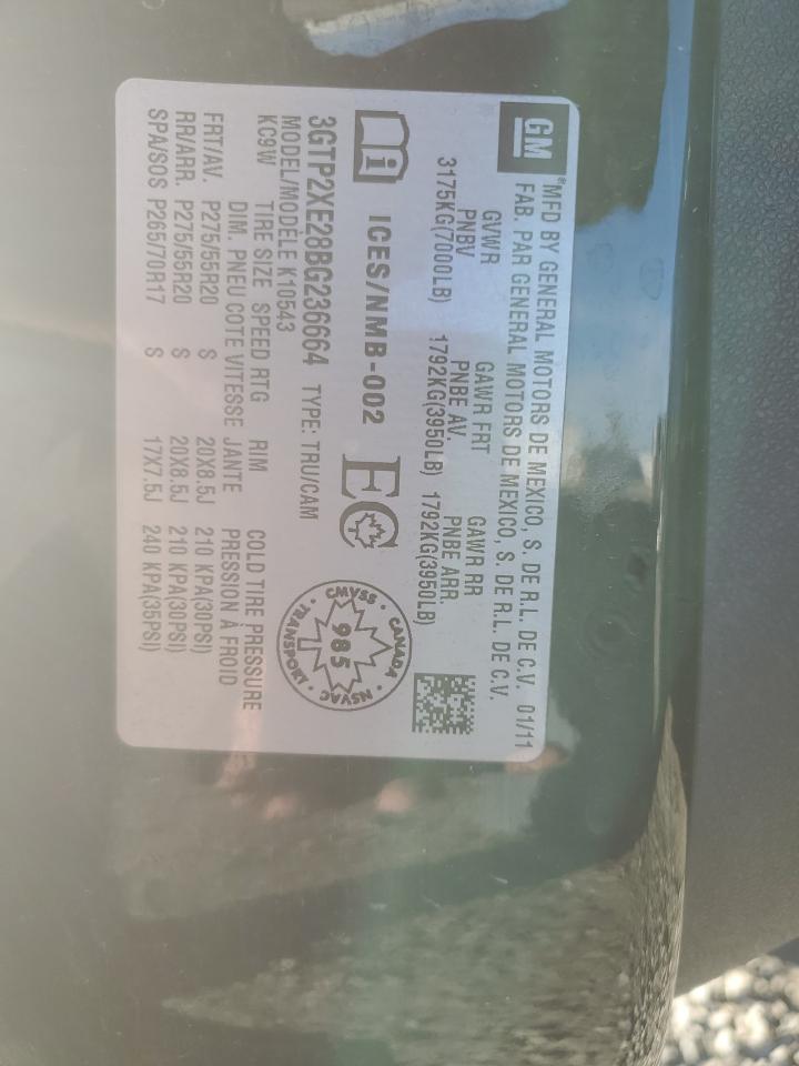 2011 GMC Sierra VIN 3GTP2XE28BG236664 Copart auction photo, front end damage thumbnail 14
