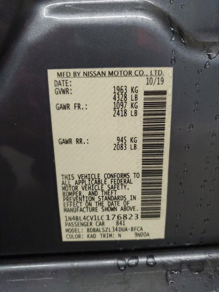 2020 Nissan Altima VIN 1N4BL4CV1LC176823 Copart auction photo, minor dent/scratches / normal wear damage thumbnail 12