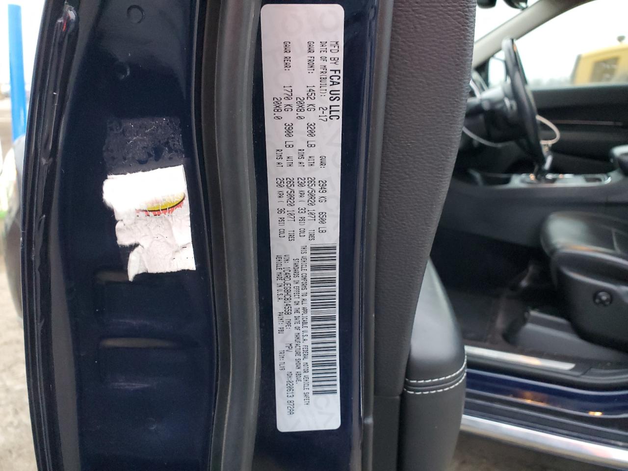 2017 Dodge Durango VIN 1C4RDJEG8HC814558 Copart auction photo, rear end damage thumbnail 14
