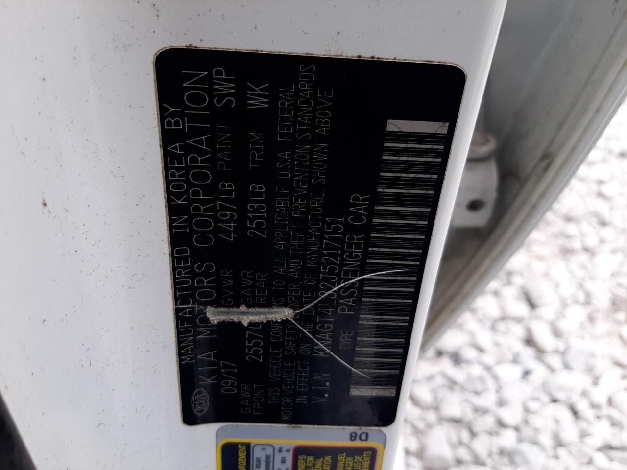 2018 KIA Optima VIN KNAGT4L32J5217151 Copart auction photo, front end damage thumbnail 12