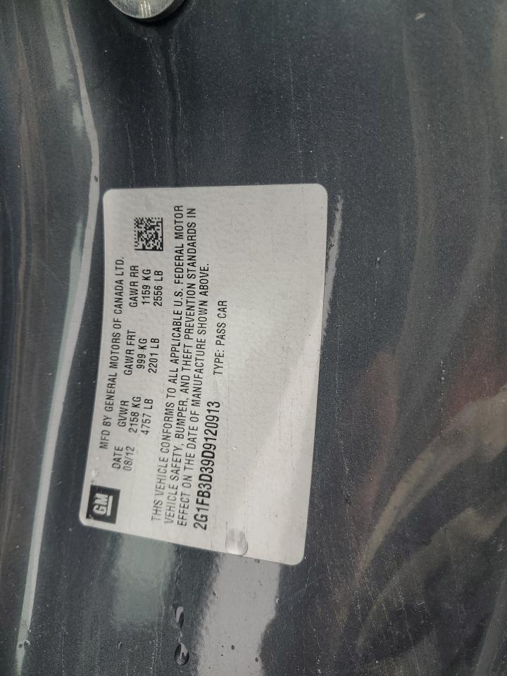 2013 Chevrolet Camaro VIN 2G1FB3D39D9120913 Copart auction photo, side damage thumbnail 12