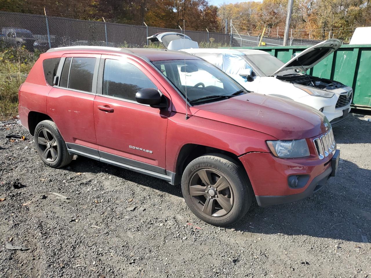 2015 Jeep Compass VIN 1C4NJDBBXFD290063 Copart auction photo, side / front end damage thumbnail 4
