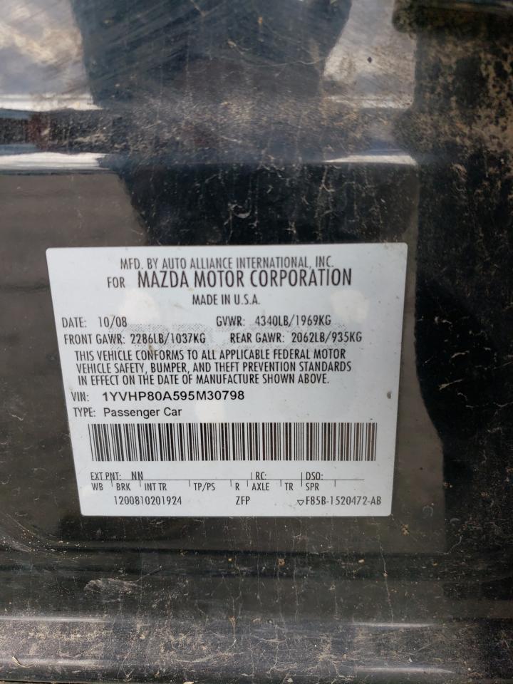 2009 Mazda 6 VIN 1YVHP80A595M30798 Copart auction photo, front end / mechanical damage thumbnail 12