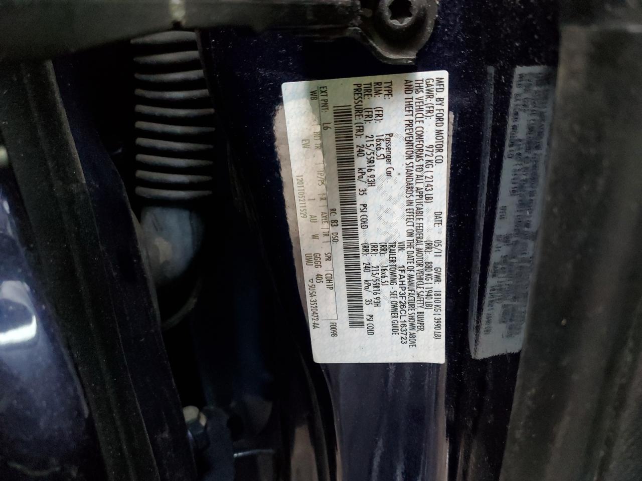 2012 Ford Focus VIN 1FAHP3F26CL163723 Copart auction photo, front end / undercarriage damage thumbnail 14