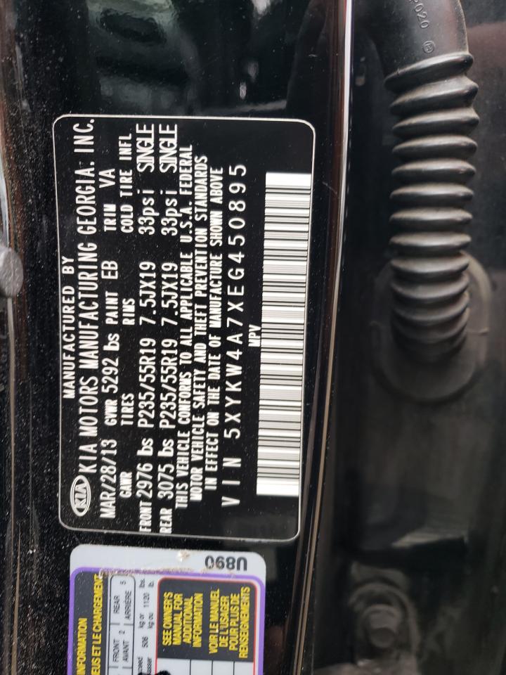2014 KIA Sorento VIN 5XYKW4A7XEG450895 Copart auction photo, front end damage thumbnail 15