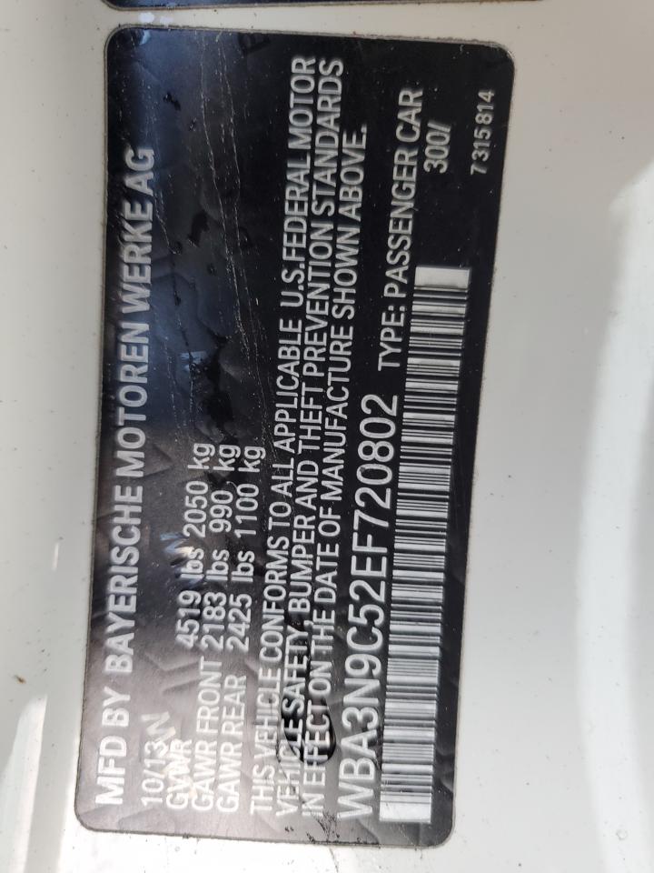 2014 BMW 4er VIN WBA3N9C52EF720802 Copart auction photo, front end damage thumbnail 12