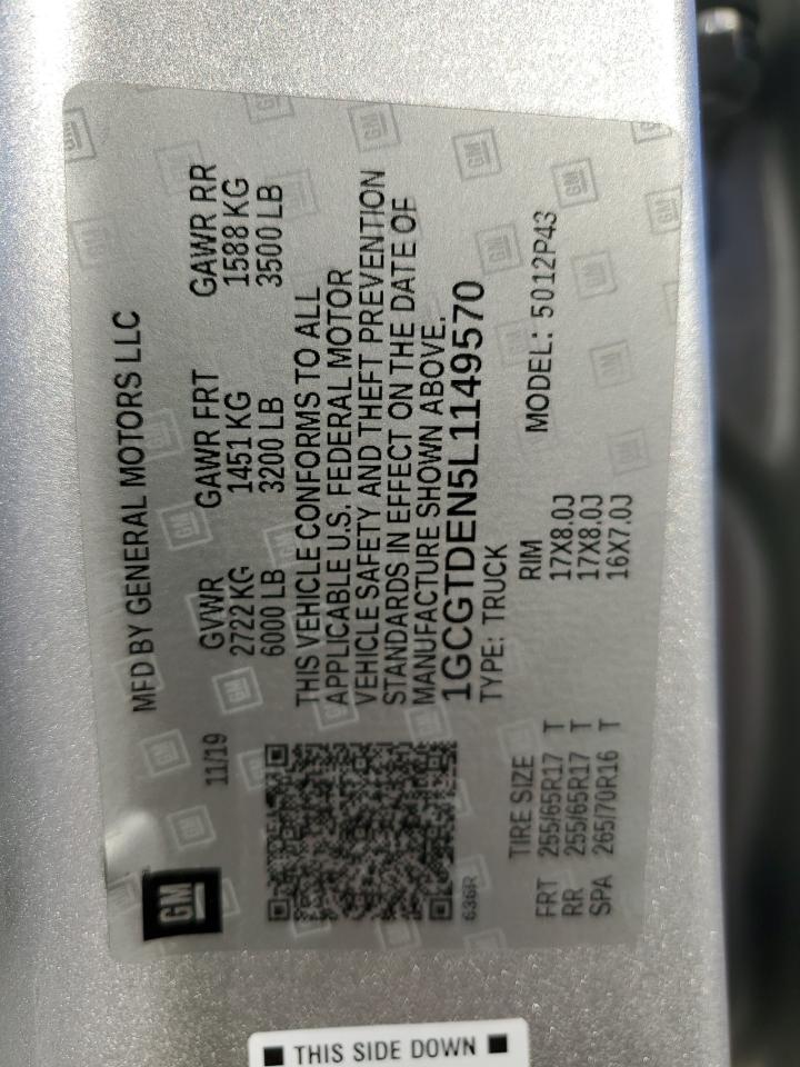2020 Chevrolet Colorado VIN 1GCGTDEN5L1149570 Copart auction photo, front end damage thumbnail 15