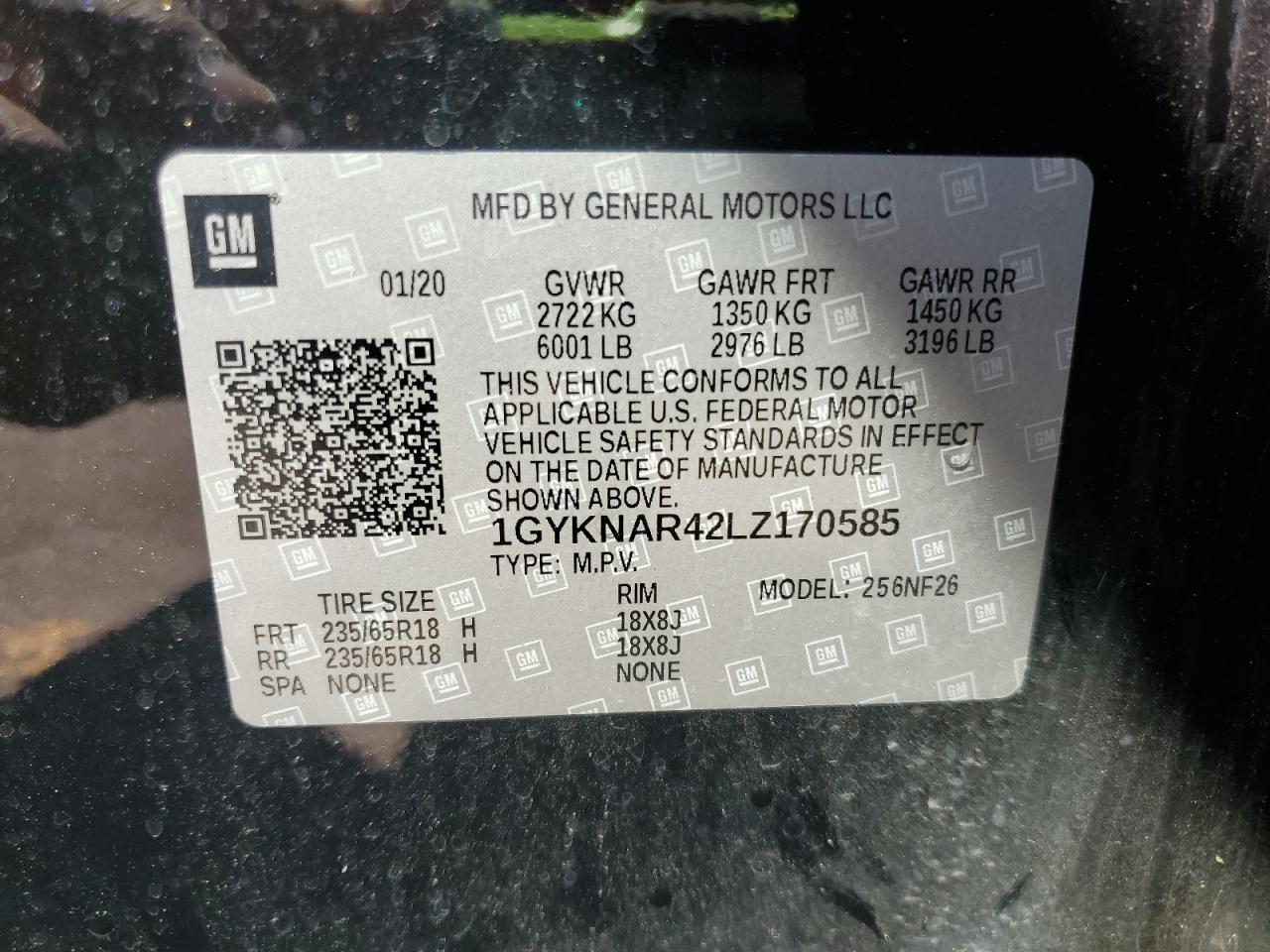 2020 Cadillac XT5 VIN 1GYKNAR42LZ170585 Copart auction photo, front end damage thumbnail 13