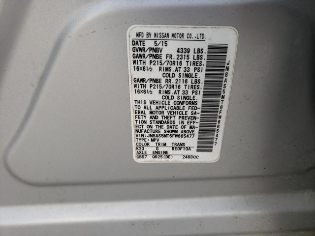 2015 Nissan Rogue VIN JN8AS5MT6FW665477 Copart auction photo, front end / minor dent/scratches damage thumbnail 12