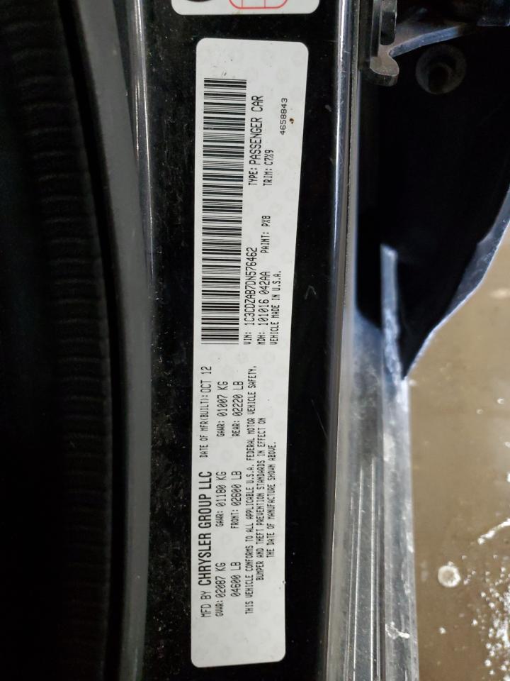 2013 Dodge Avenger VIN 1C3CDZAB7DN576462 Copart auction photo, front end / minor dent/scratches damage thumbnail 12