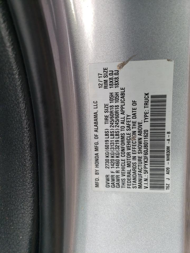 2018 Honda Ridgeline VIN 5FPYK3F60JB011620 Copart auction photo, front end / minor dent/scratches damage thumbnail 12