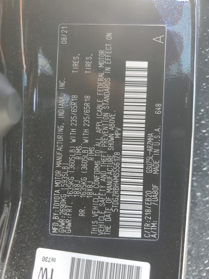 2021 Toyota Highlander VIN 5TDGZRBH4MS556178 Copart auction photo, water/flood / minor dent/scratches damage thumbnail 14