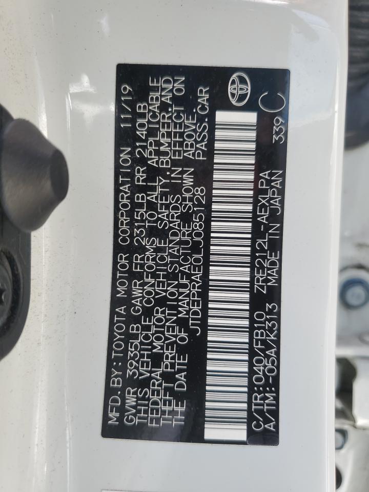 2020 Toyota Corolla VIN JTDEPRAE0LJ085128 Copart auction photo, rear end / side damage thumbnail 12