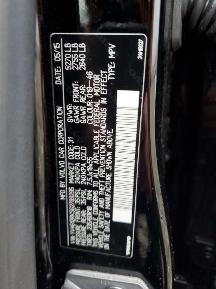 2016 Volvo XC60 VIN YV4612RK5G2789295 Copart auction photo, front end / side damage thumbnail 13