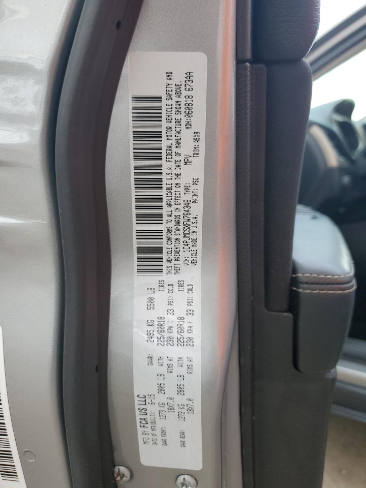 2015 Jeep Grand Cherokee VIN 1C4PJMCSXFW764346 Copart auction photo, water/flood damage thumbnail 14