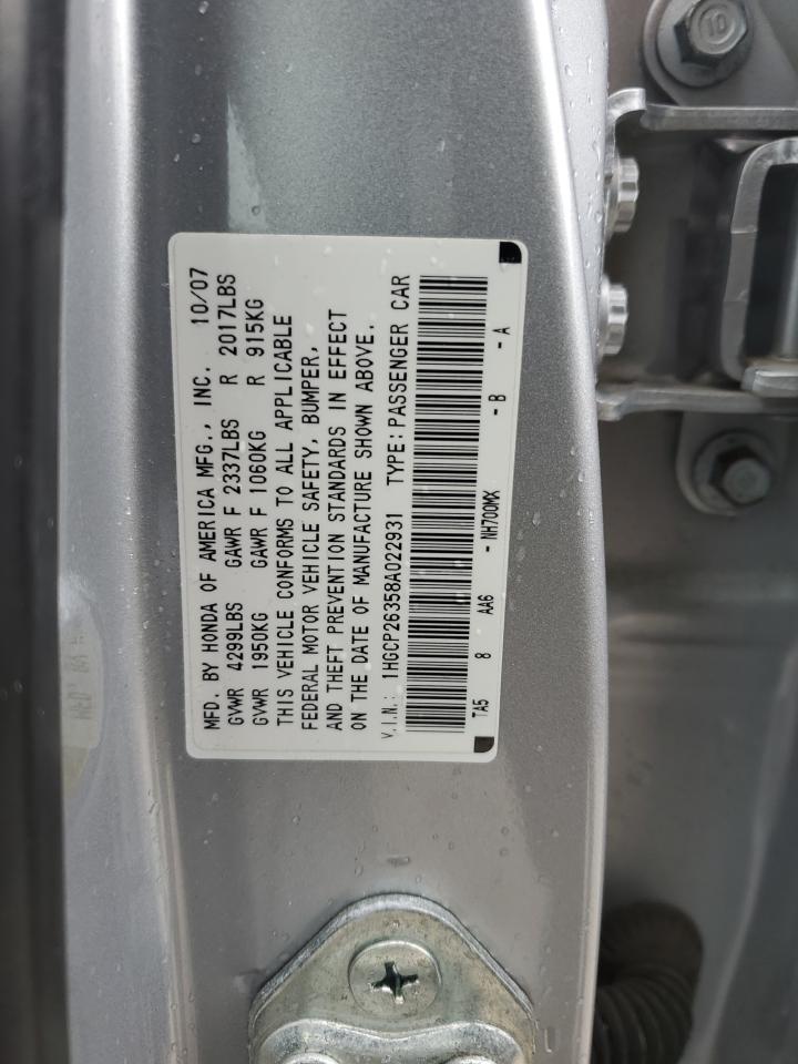 2008 Honda Accord VIN 1HGCP26358A022931 Copart auction photo, front end damage thumbnail 12