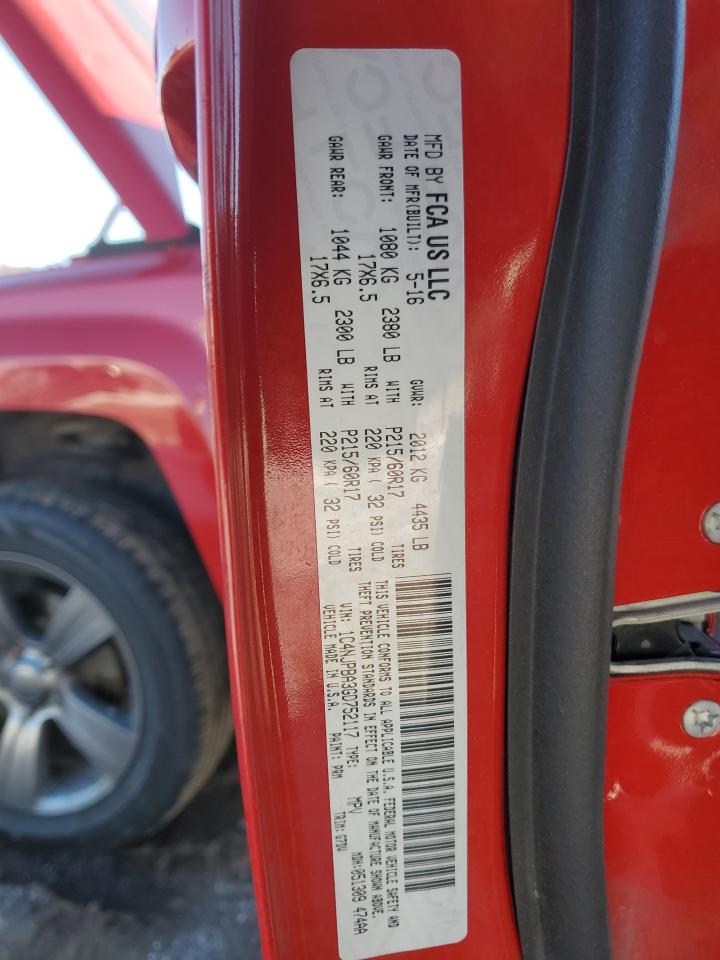 2016 Jeep Liberty (Patriot) VIN 1C4NJPBA3GD752117 Copart auction photo, front end / side damage thumbnail 15