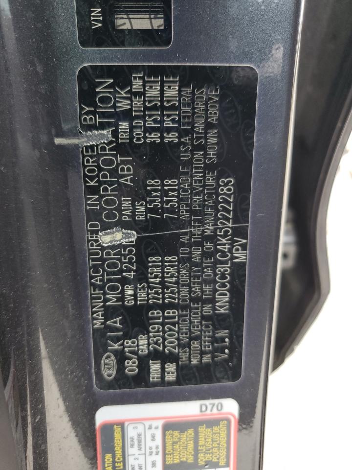 2019 KIA Niro VIN KNDCC3LC4K5222283 Copart auction photo, rear end / side damage thumbnail 16