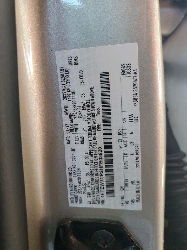 2017 Ford F-150 VIN 1FTEW1CP2HFB03920 Copart auction photo, all over damage thumbnail 12