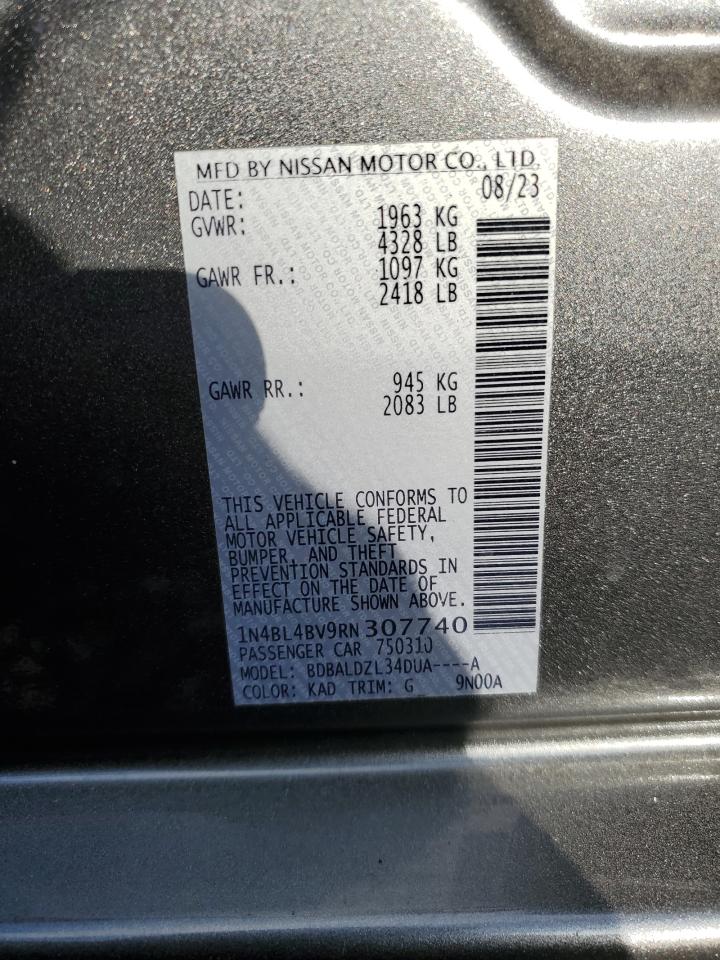 2024 Nissan Altima VIN 1N4BL4BV9RN307740 Copart auction photo, rear end / front end damage thumbnail 12