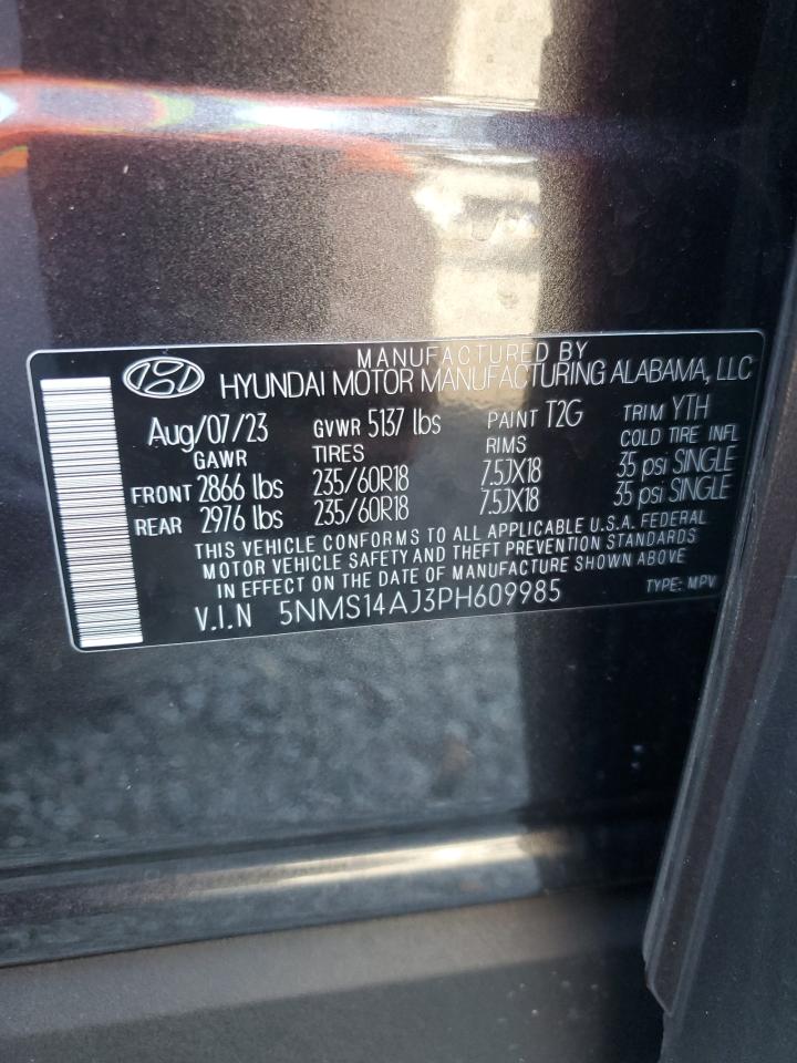 2023 Hyundai Santa Fe VIN 5NMS14AJ3PH609985 Copart auction photo, front end / rear end damage thumbnail 14