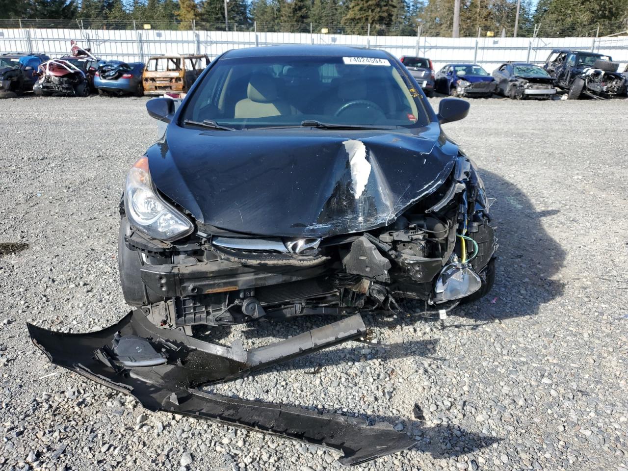 2013 Hyundai Elantra VIN KMHDH4AEXDU683184 Copart auction photo, front end / mechanical damage thumbnail 5