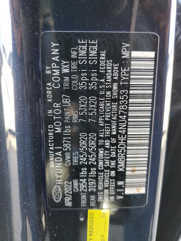 2022 Hyundai Palisade VIN KM8R5DHE4NU478353 Copart auction photo, front end damage thumbnail 15
