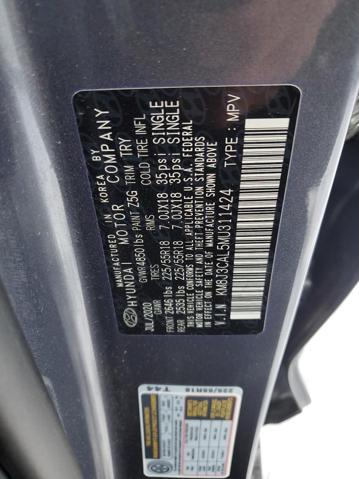 2021 Hyundai Tucson VIN KM8J3CAL5MU311424 Copart auction photo, front end / rear end damage thumbnail 14