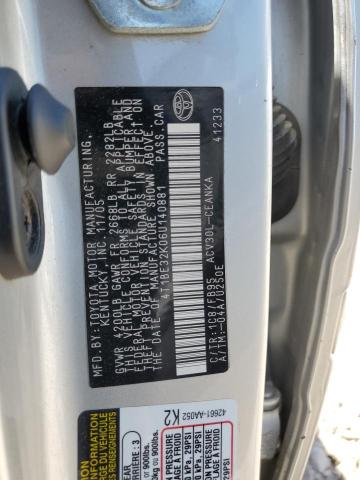 2006 Toyota Camry VIN 4T1BE32K06U140881 Copart auction photo, mechanical damage thumbnail 12