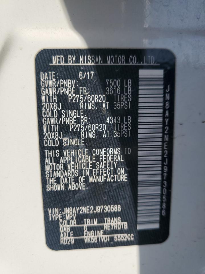 2018 Nissan Armada VIN JN8AY2NE2J9730586 Copart auction photo, front end damage thumbnail 13