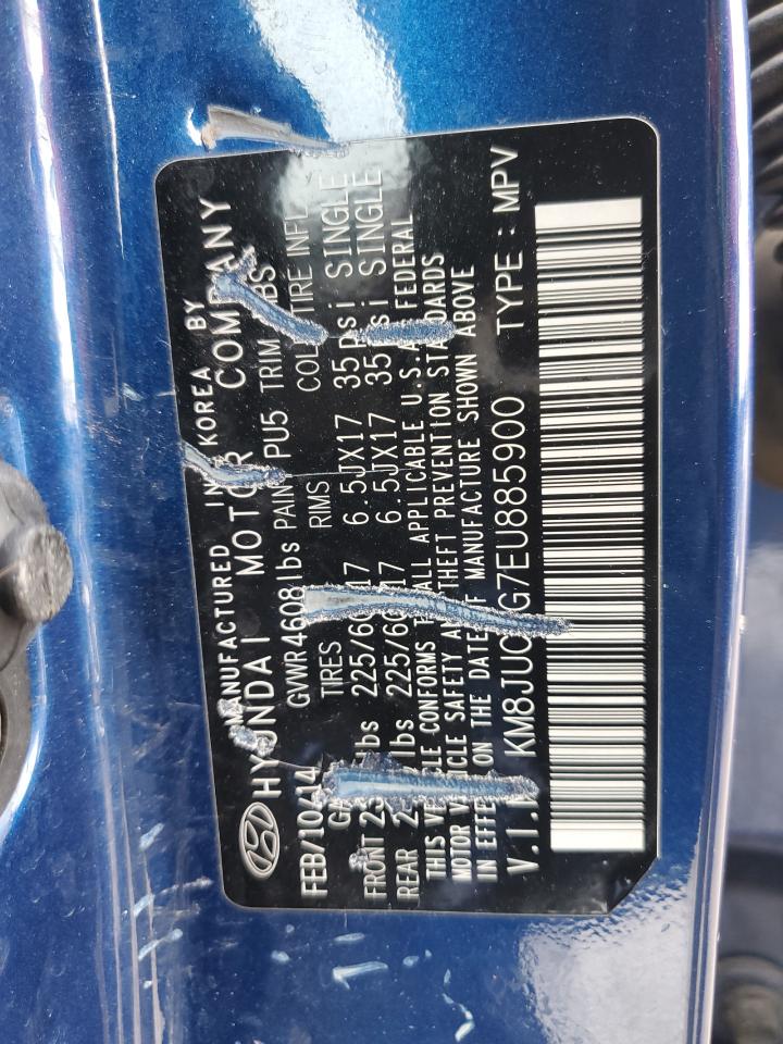 2014 Hyundai Tucson VIN KM8JUCAG7EU885900 Copart auction photo, side damage thumbnail 12