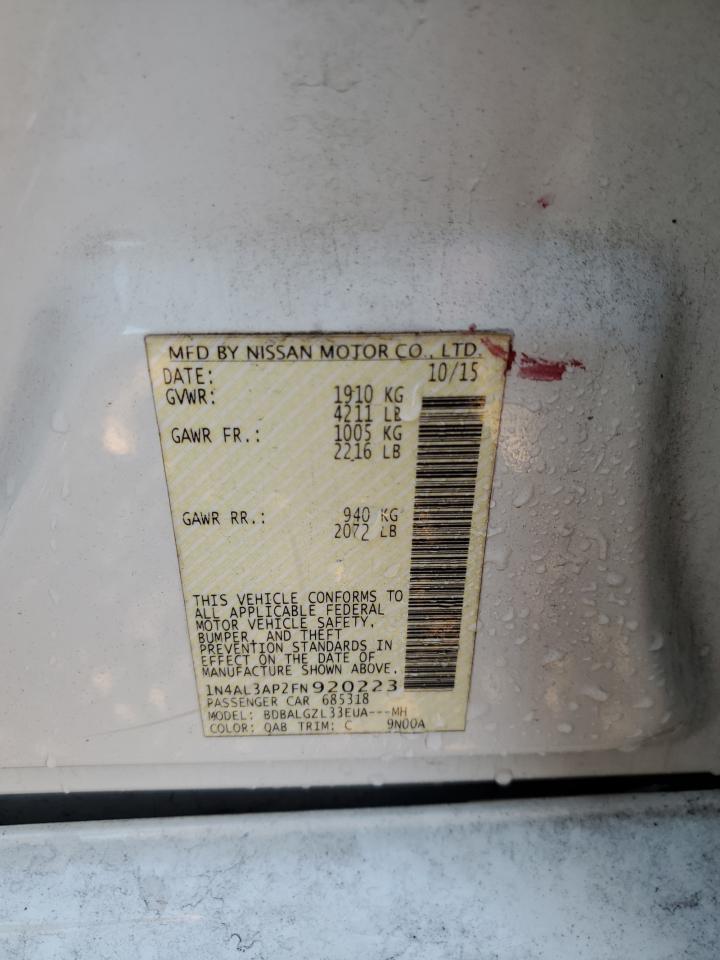 2015 Nissan Altima VIN 1N4AL3AP2FN920223 Copart auction photo, front end damage thumbnail 12