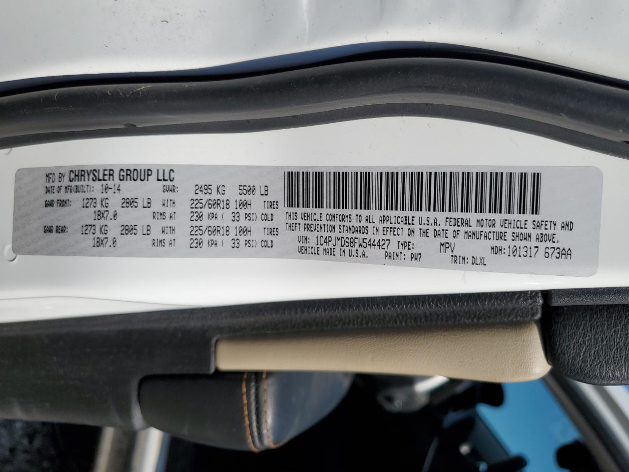 2015 Jeep Grand Cherokee VIN 1C4PJMDS8FW544427 Copart auction photo, front end damage thumbnail 14