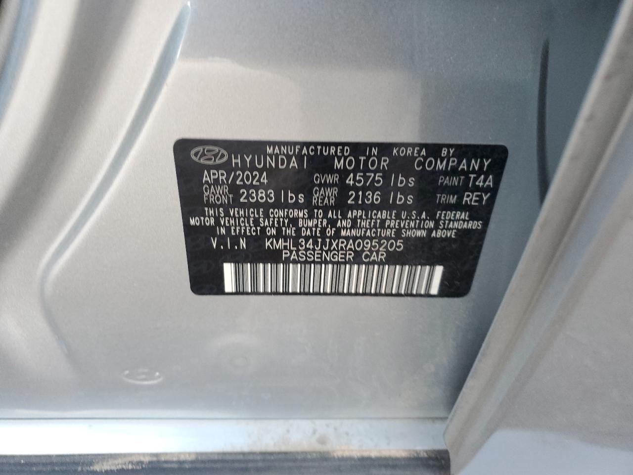 2024 Hyundai Sonata VIN KMHL34JJXRA095205 Copart auction photo, rear end damage thumbnail 12