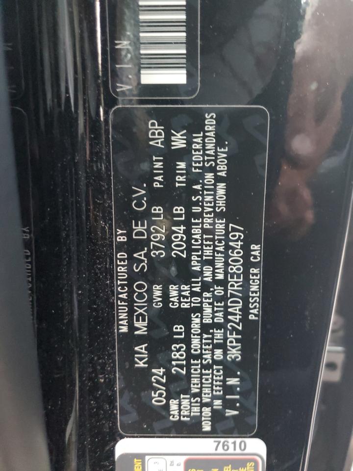 2024 KIA Forte VIN 3KPF24AD7RE806497 Copart auction photo, front end damage thumbnail 15