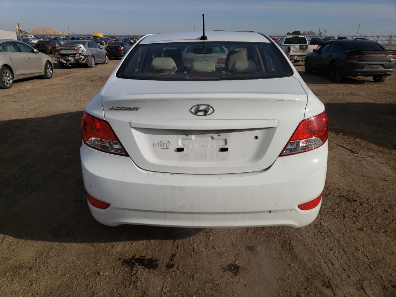 2013 Hyundai Accent VIN KMHCU4AE0DU434187 Copart auction photo, front end / rear end damage thumbnail 6
