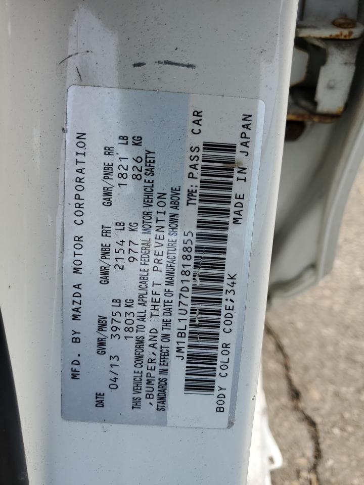 2013 Mazda 3 VIN JM1BL1U77D1818855 Copart auction photo, front end / side damage thumbnail 14