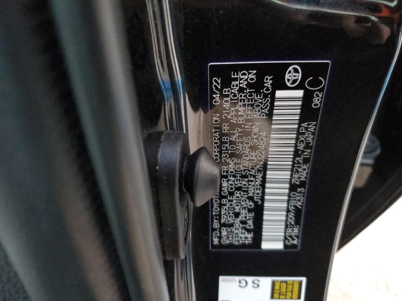 2022 Toyota Corolla VIN JTDEPMAE7NJ224824 Copart auction photo, rear end damage thumbnail 14