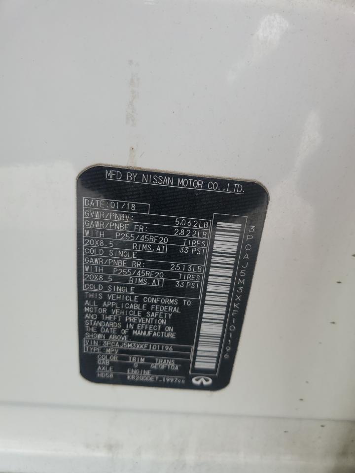 2019 Infiniti QX50 VIN 3PCAJ5M3XKF101196 Copart auction photo, front end damage thumbnail 13