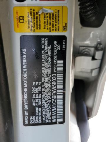 2015 BMW X1 VIN WBAVM1C59FVW58030 Copart auction photo, rejected repair damage thumbnail 13