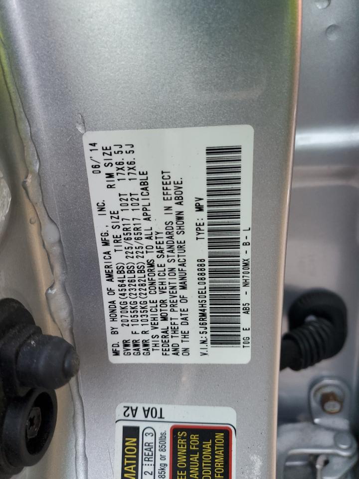 2014 Honda CR-V VIN 5J6RM4H50EL088888 Copart auction photo, front end / side damage thumbnail 15