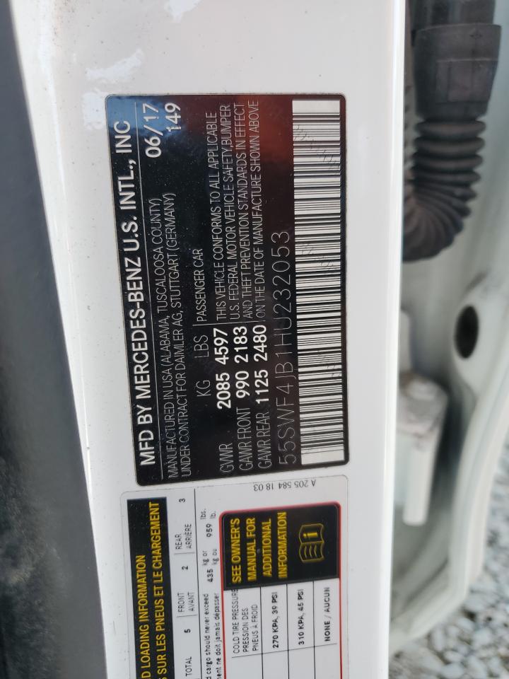 2017 Mercedes-Benz C-klasse VIN 55SWF4JB1HU232053 Copart auction photo, front end damage thumbnail 12